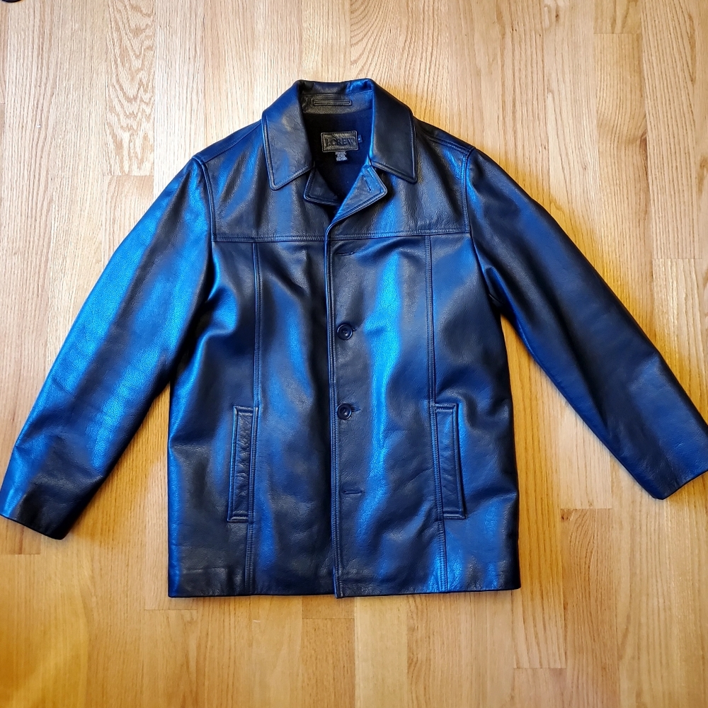 J.Crew - Leather Carcoat / Overcoat - Black (S)